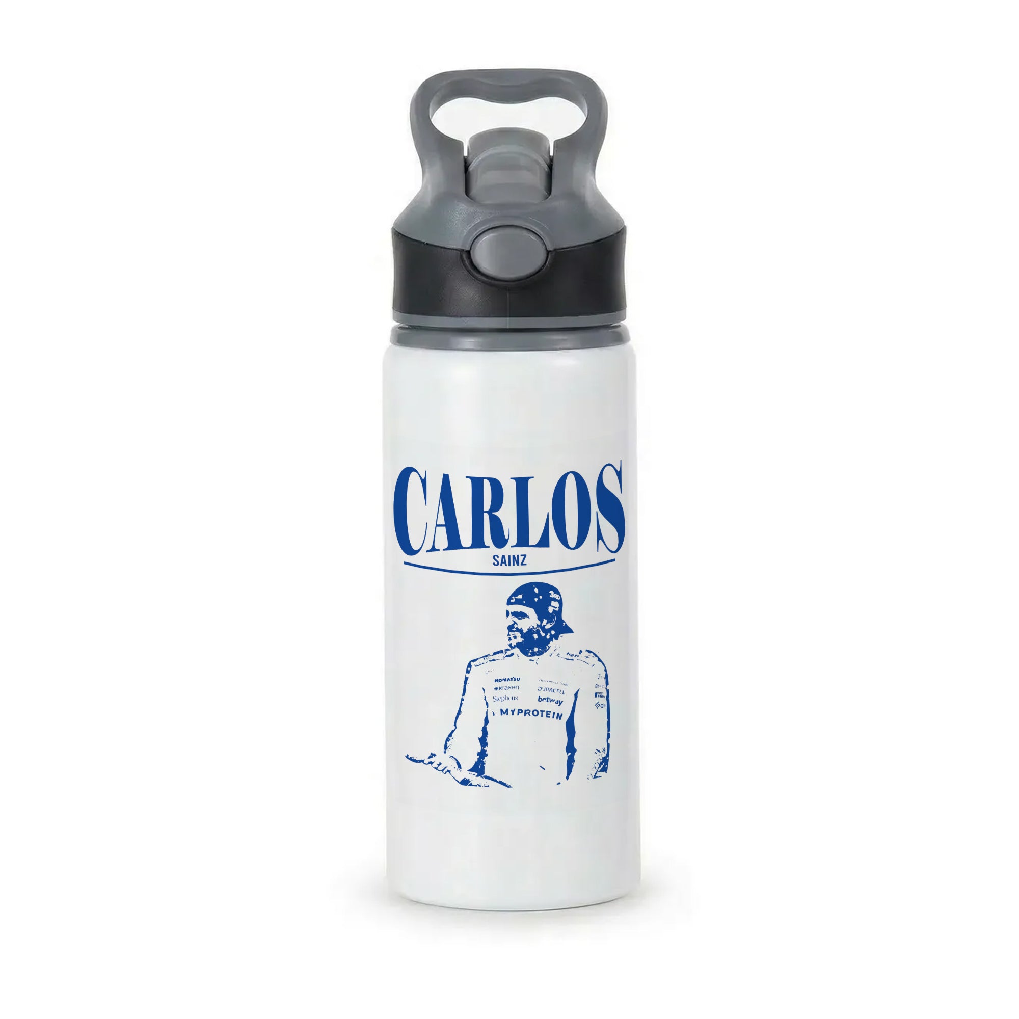 Carlos White And Blue Active Water Bottle - Black