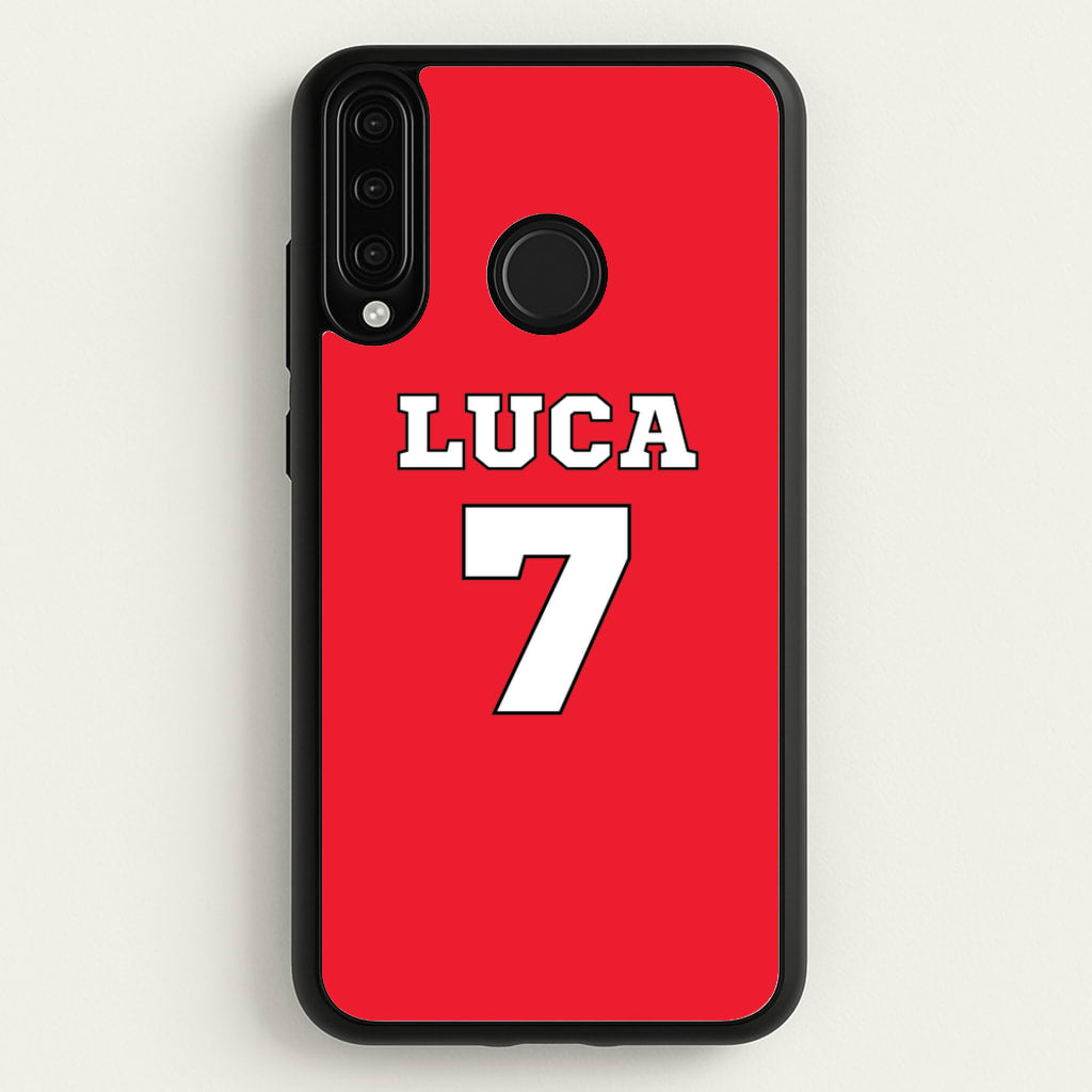 Red - Personalised Football - Football Phone Case for Huawei P30 Lite
