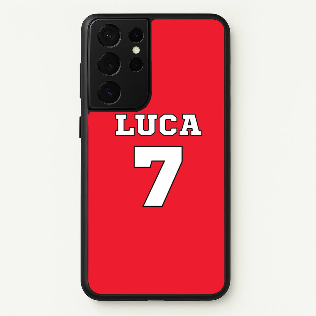 Red - Personalised Football - Football Phone Case for Galaxy S21 Ultra