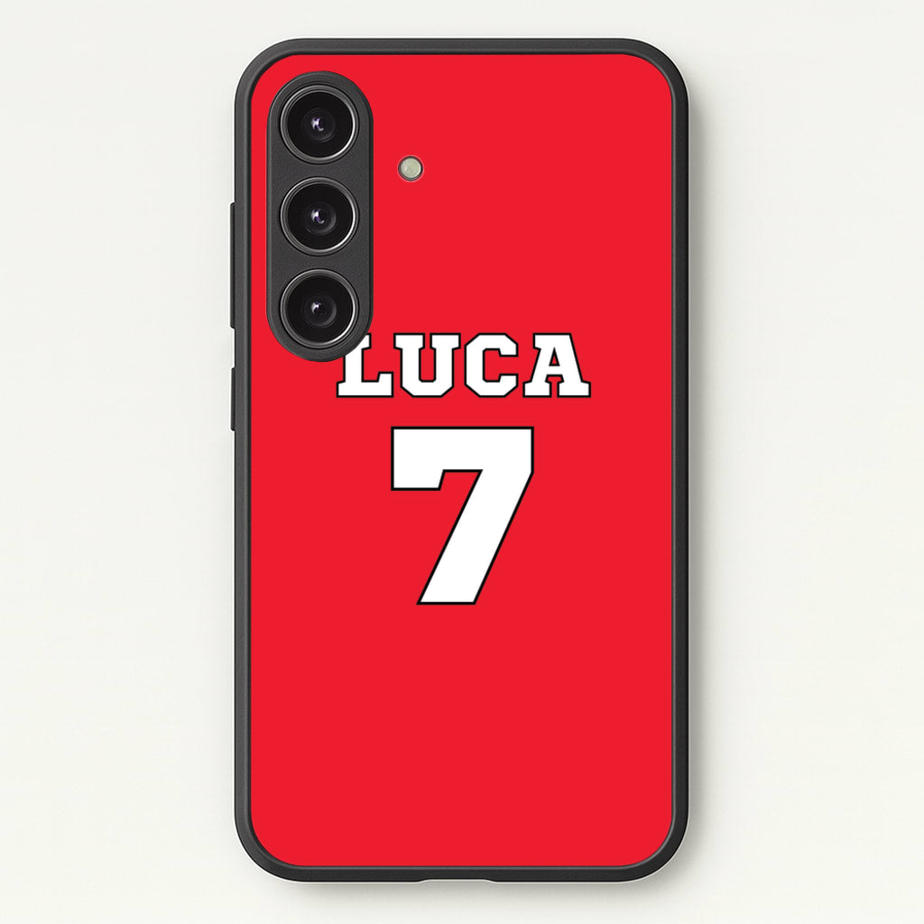 Red - Personalised Football - Football Phone Case for Galaxy S25