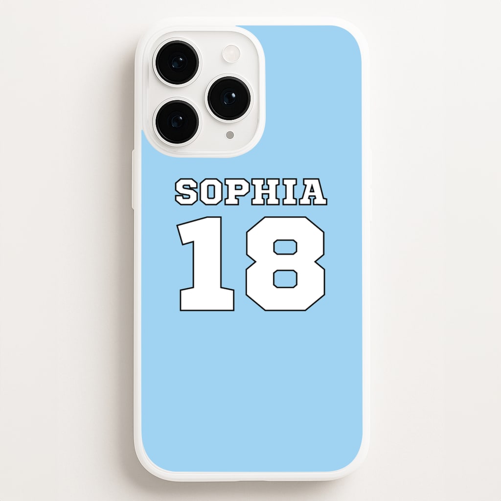 Light Blue - Personalised Football - Football Phone Case for iPhone 16 Pro Max