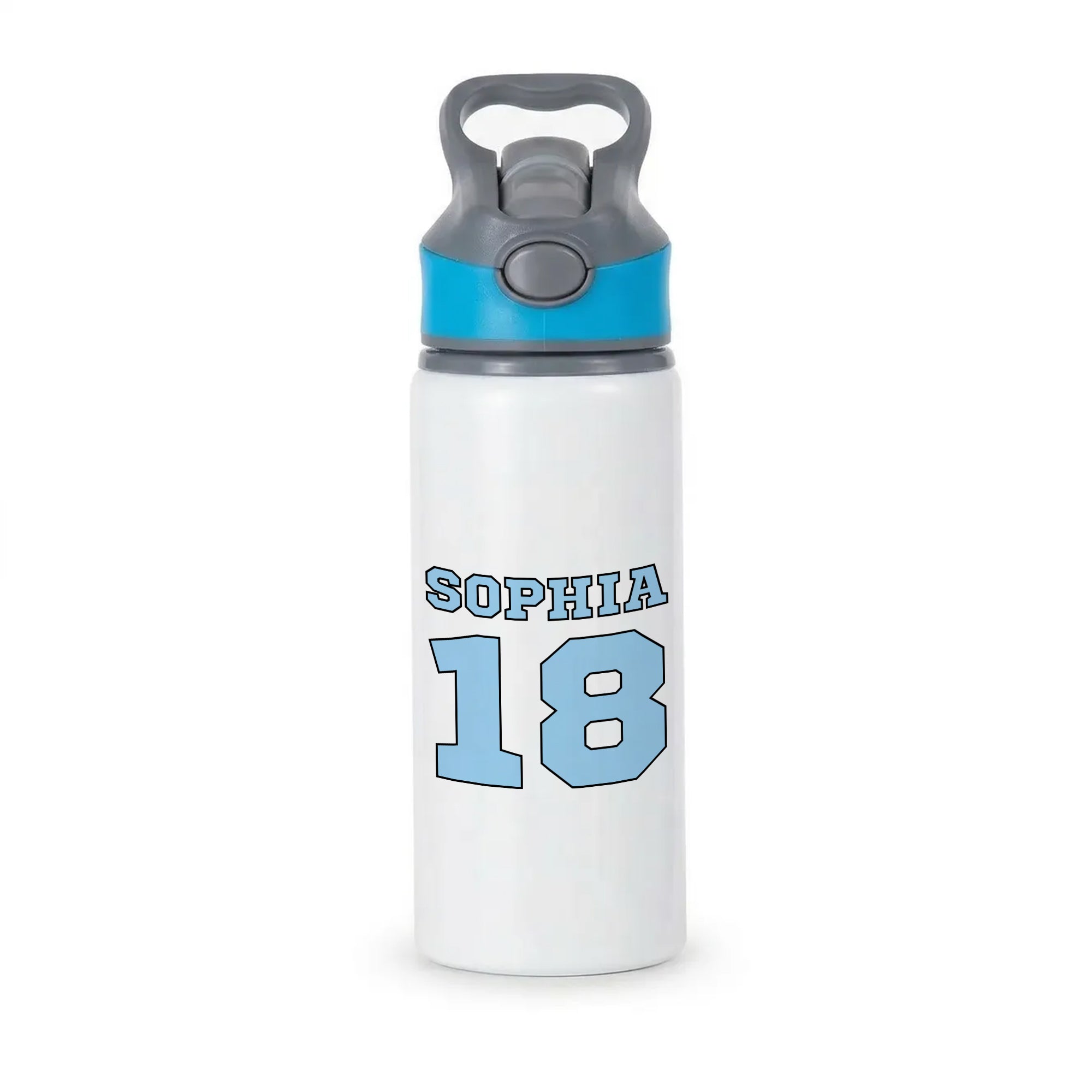 Light Blue - Personalised Football Active Water Bottle - Blue