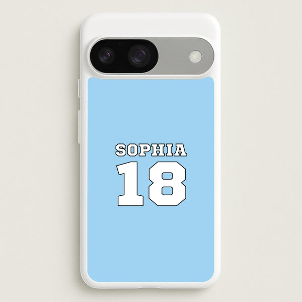 Light Blue - Personalised Football - Football Phone Case for Google Pixel 9 / 9 Pro