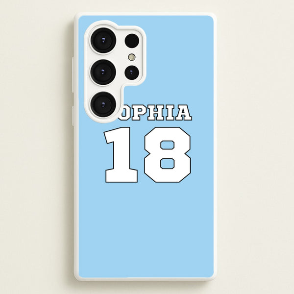 Light Blue - Personalised Football - Football Phone Case for Galaxy S25 Ultra