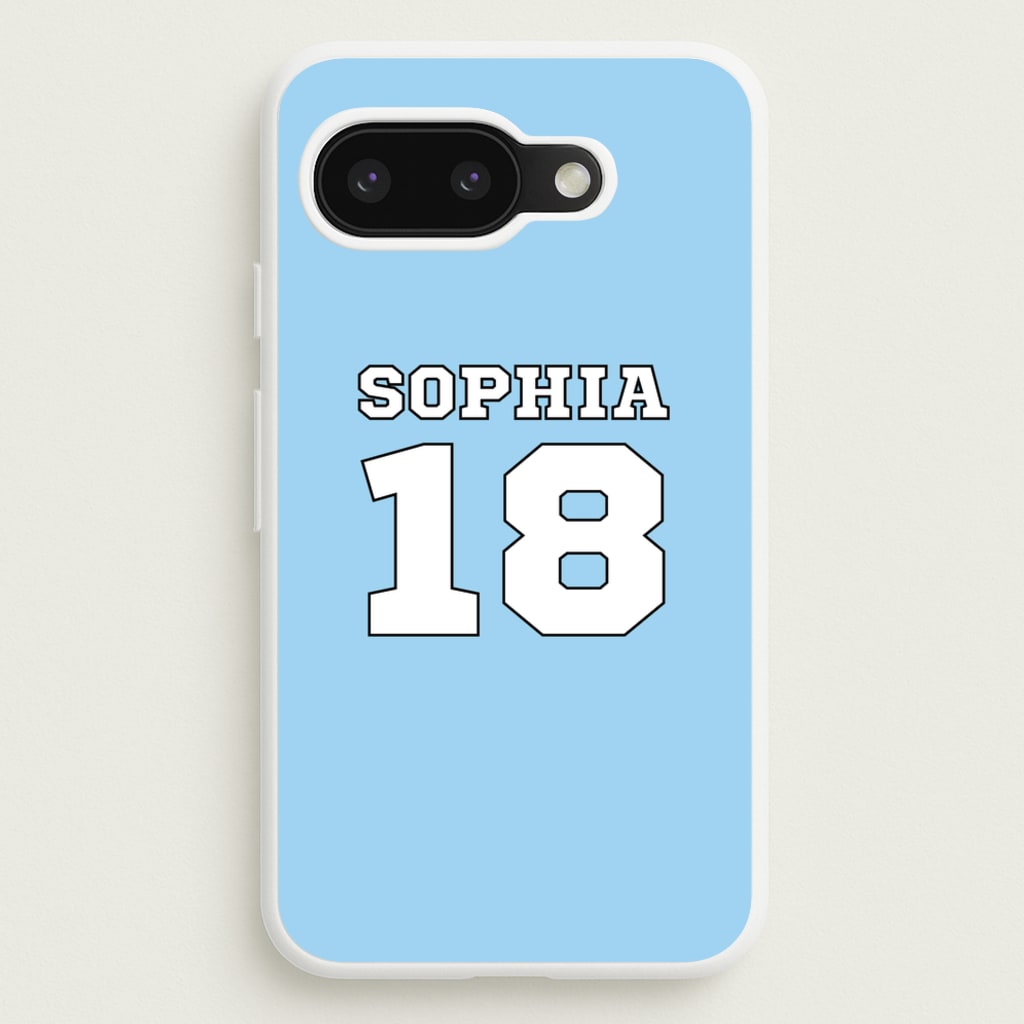Light Blue - Personalised Football - Football Phone Case for Google Pixel 9a
