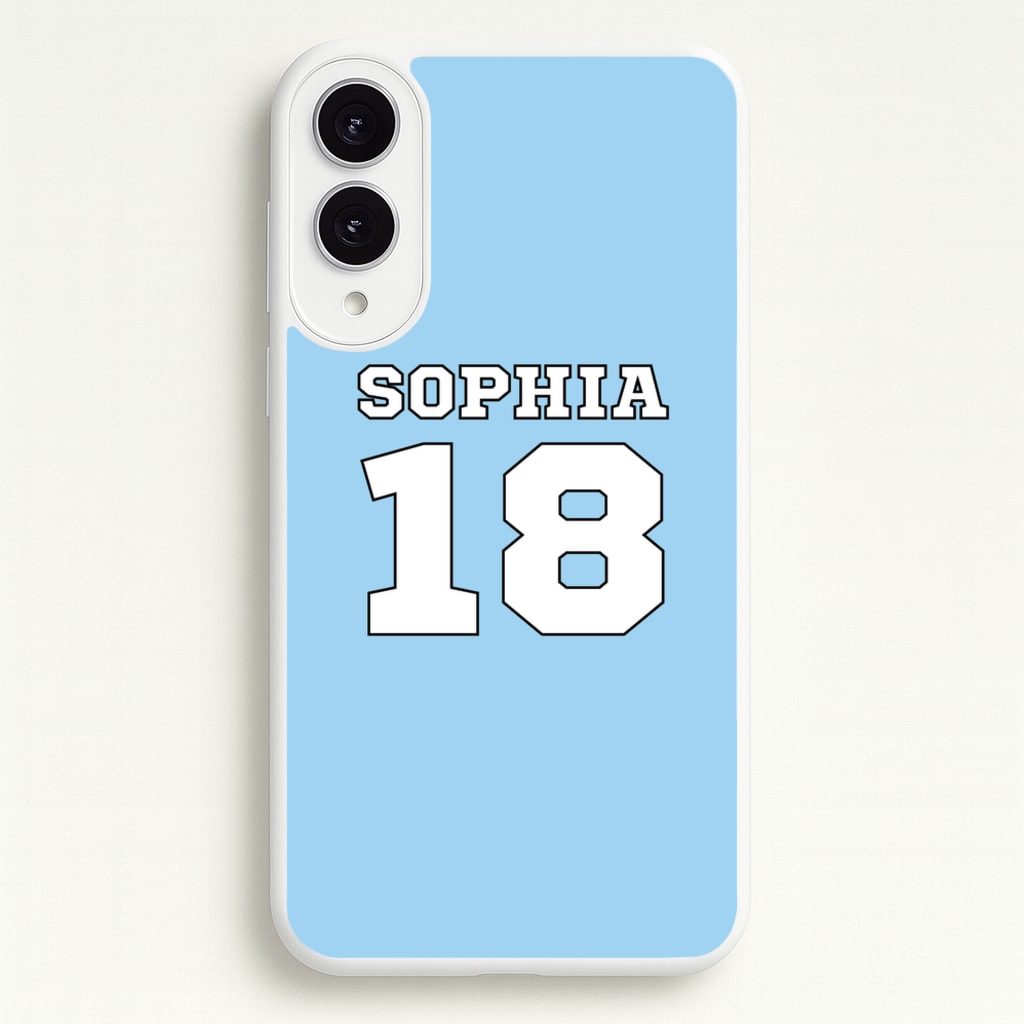 Light Blue - Personalised Football - Football Phone Case for Galaxy S25 Edge