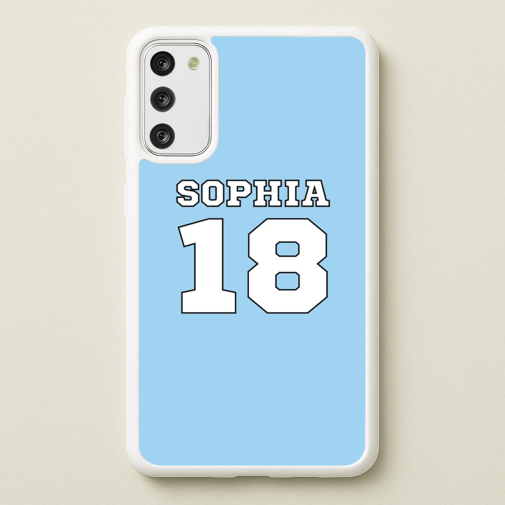 Light Blue - Personalised Football - Football Phone Case for Galaxy S20