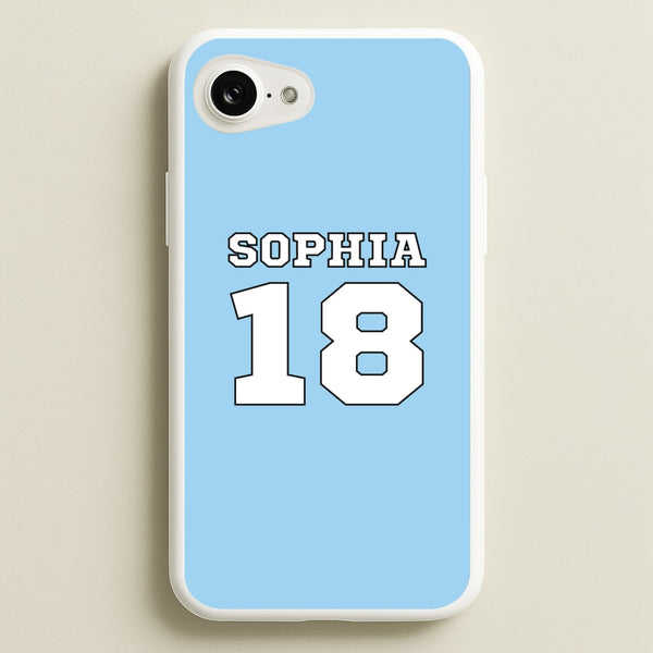 Light Blue - Personalised Football - Football Phone Case for iPhone 16e
