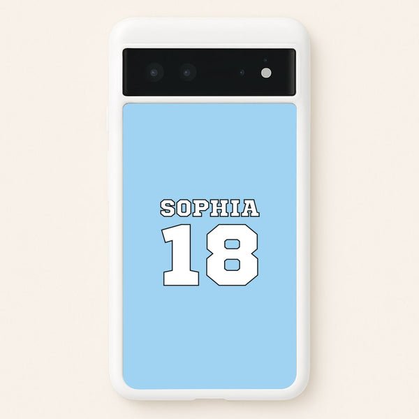 Light Blue - Personalised Football - Football Phone Case for Google Pixel 6