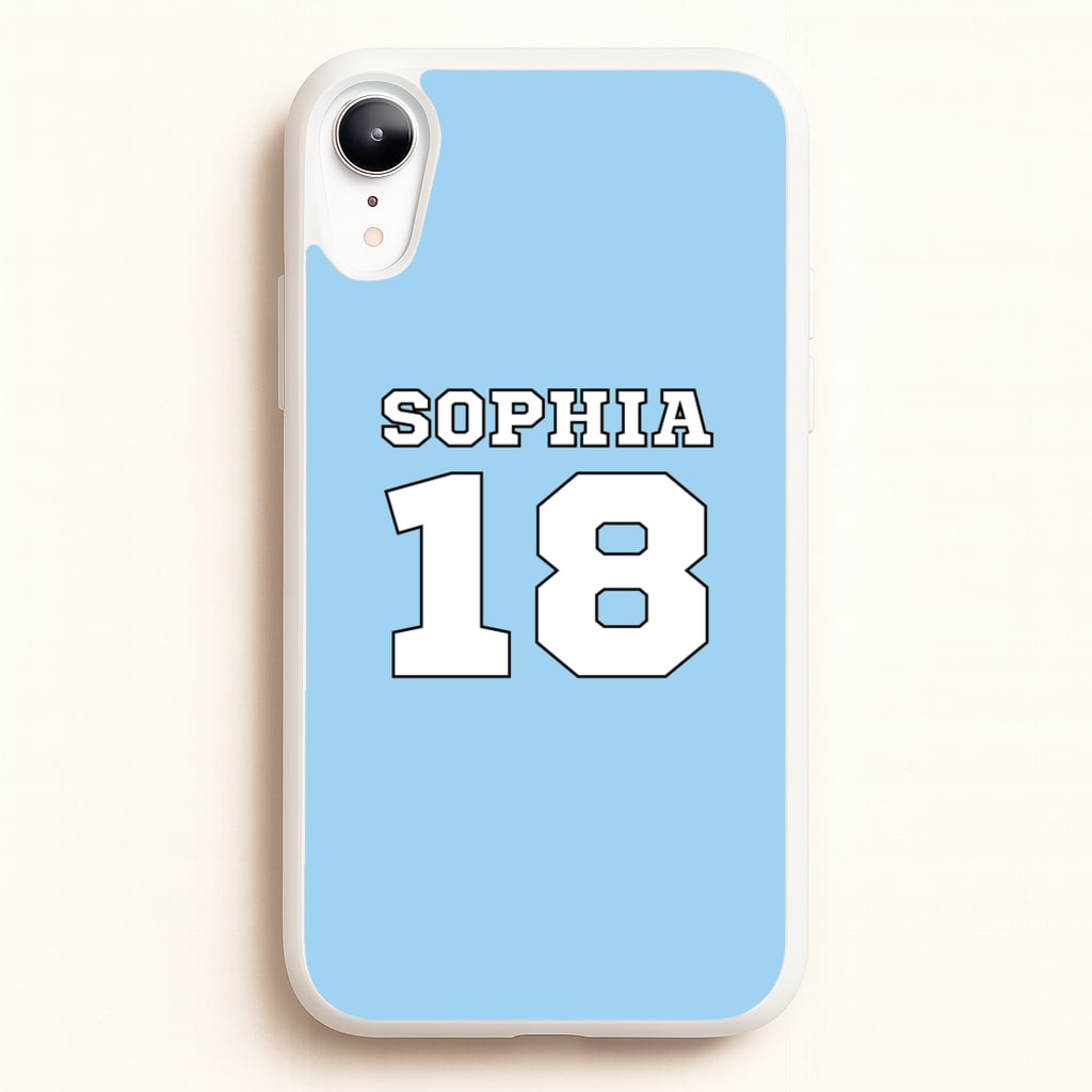 Light Blue - Personalised Football - Football Phone Case for iPhone XR