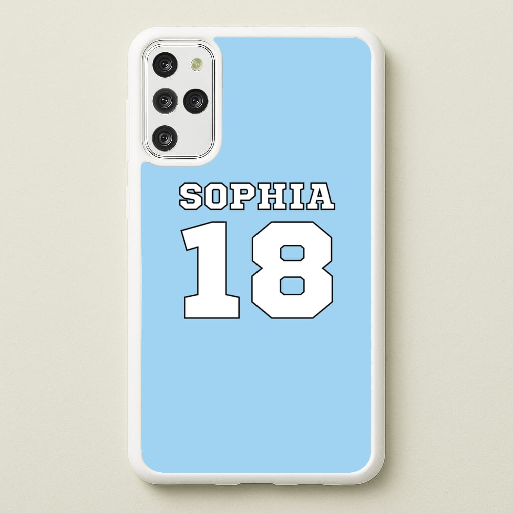 Light Blue - Personalised Football - Football Phone Case for Galaxy S20 Plus