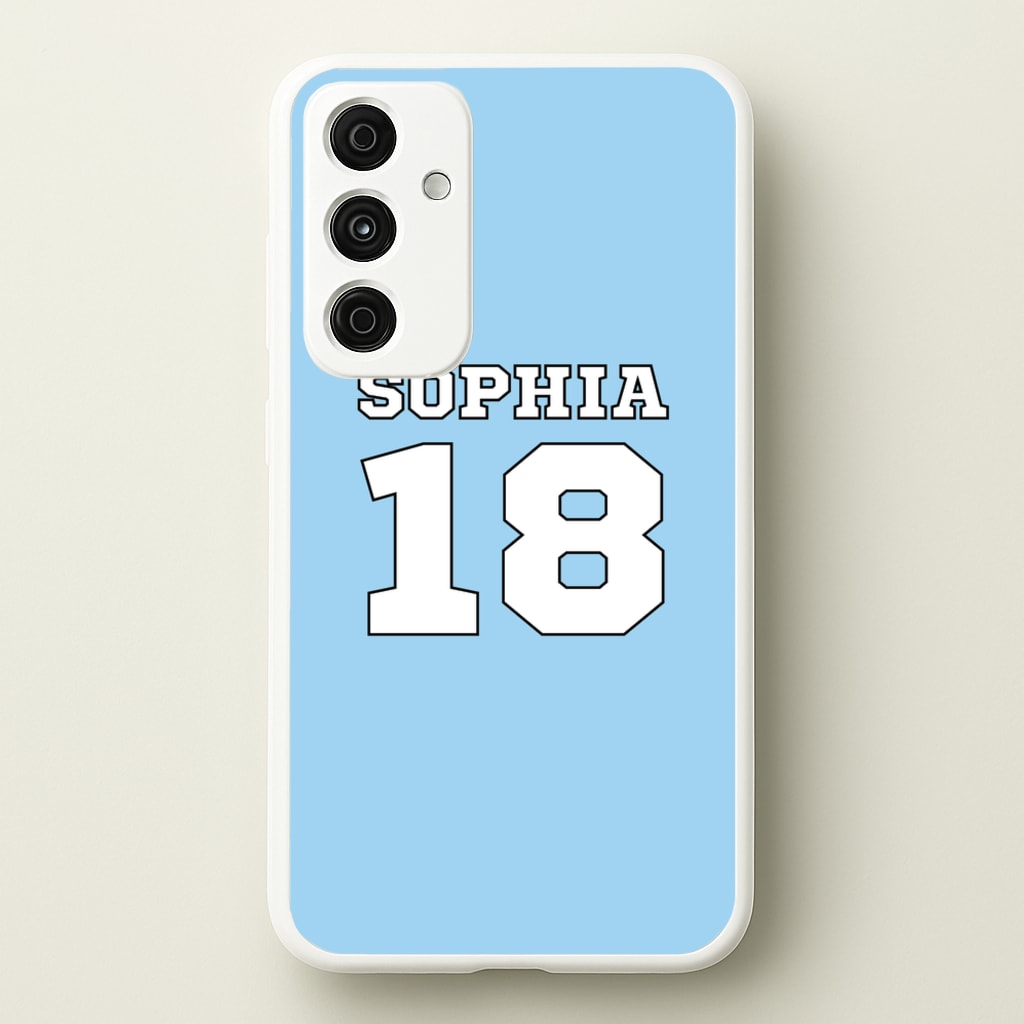 Light Blue - Personalised Football - Football Phone Case for Galaxy A55
