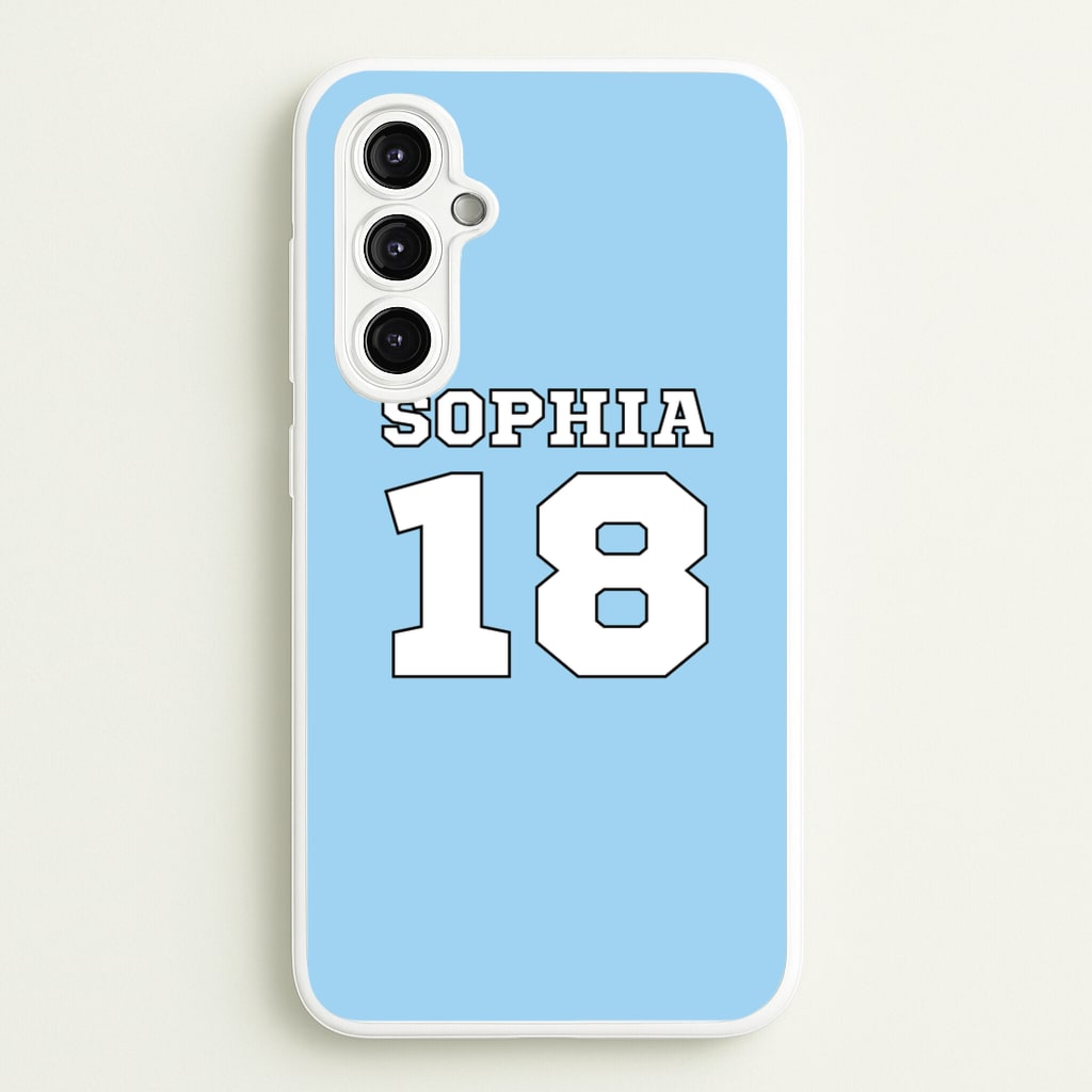 Light Blue - Personalised Football - Football Phone Case for Galaxy A14