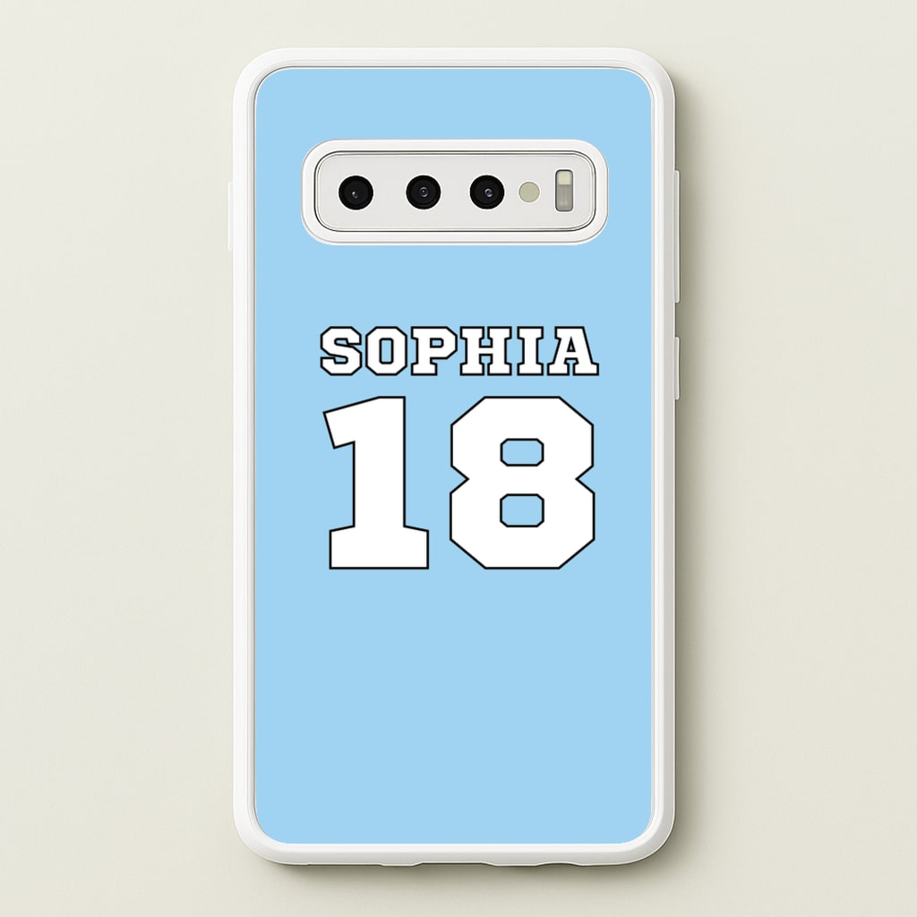 Light Blue - Personalised Football - Football Phone Case for Galaxy S10 Plus