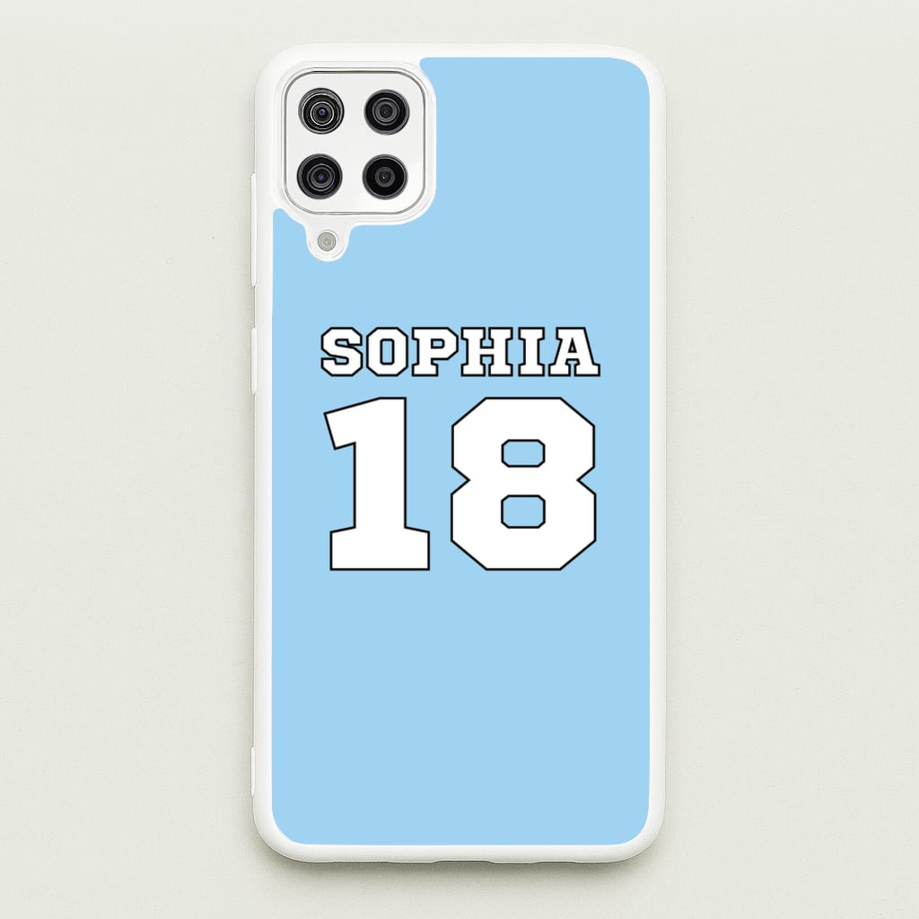 Light Blue - Personalised Football - Football Phone Case for Galaxy A12