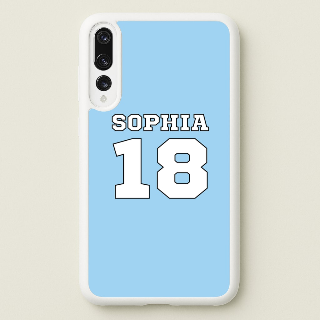 Light Blue - Personalised Football - Football Phone Case for Huawei P20 Pro