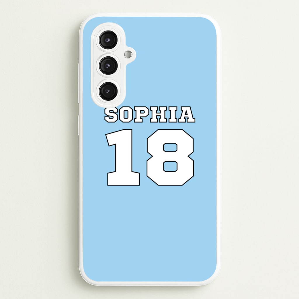 Light Blue - Personalised Football - Football Phone Case for Galaxy S23FE