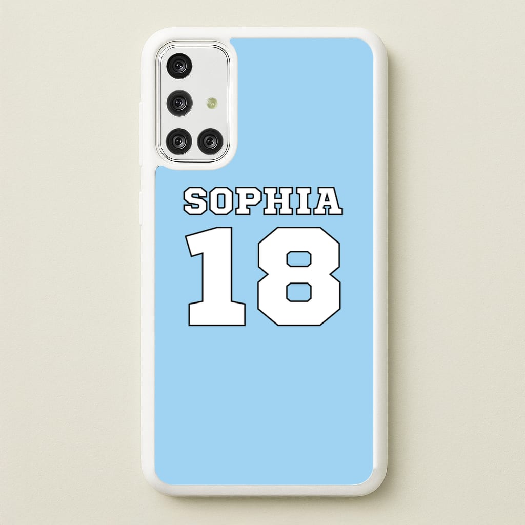 Light Blue - Personalised Football - Football Phone Case for Galaxy A71