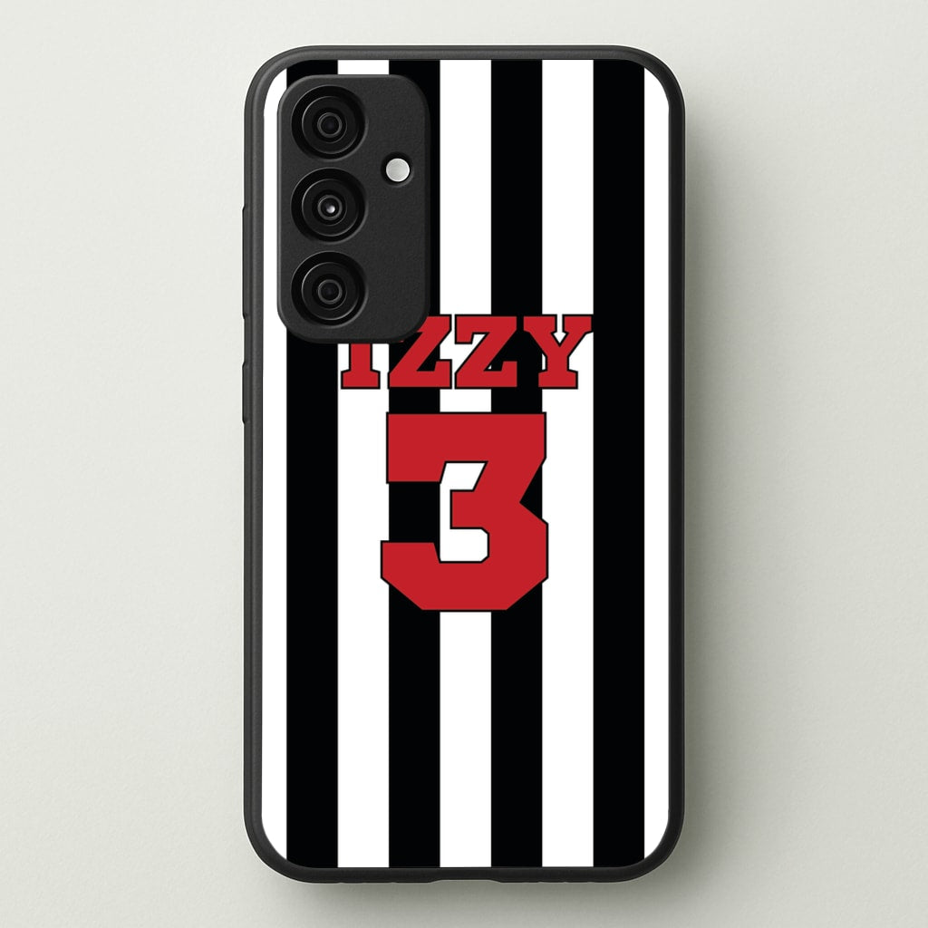 Black And White Stripes - Personalised Football - Football Phone Case for Galaxy A35