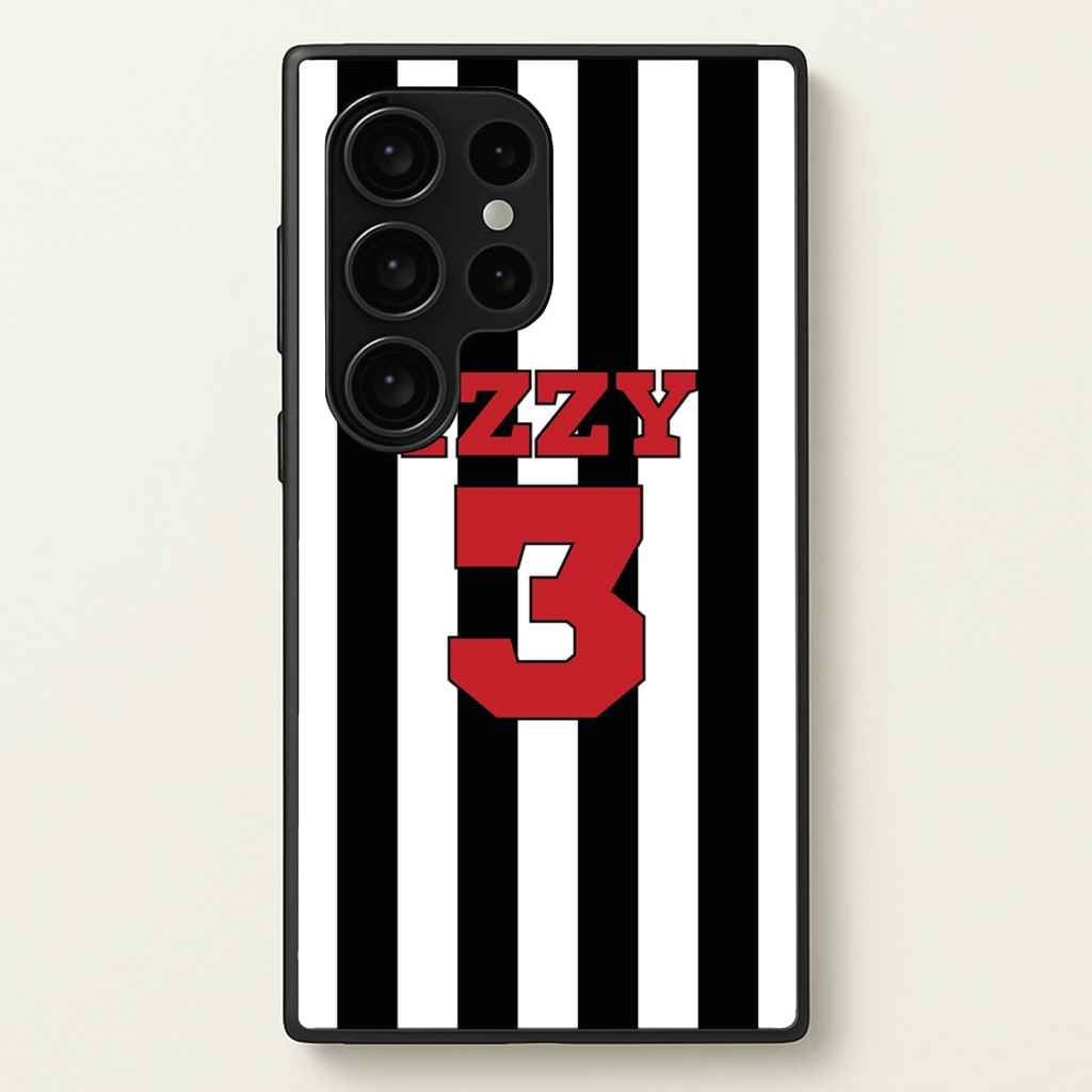 Black And White Stripes - Personalised Football - Football Phone Case for Galaxy S24 Ultra