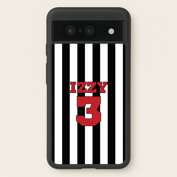 Black And White Stripes - Personalised Football - Football Phone Case for Google Pixel 8