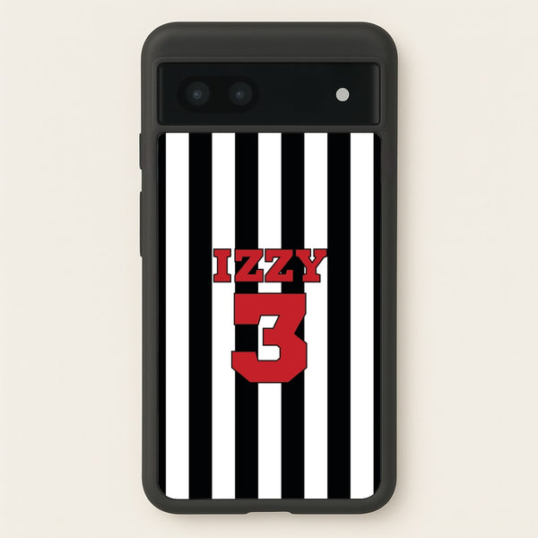 Black And White Stripes - Personalised Football - Football Phone Case for Google Pixel 7a