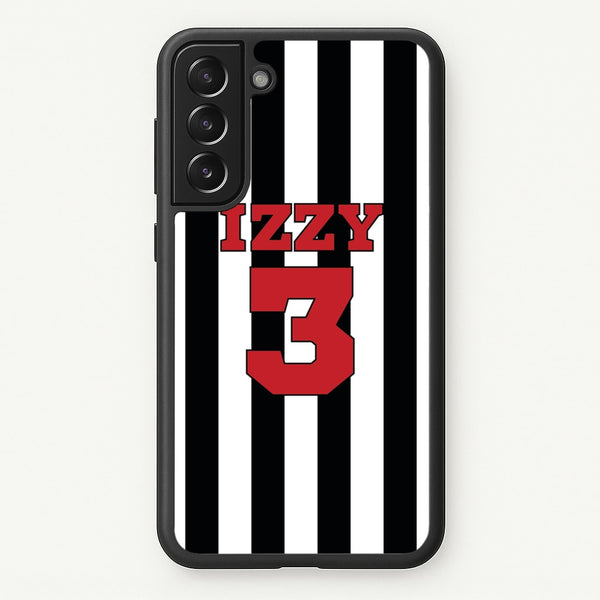 Black And White Stripes - Personalised Football - Football Phone Case for Galaxy S21FE