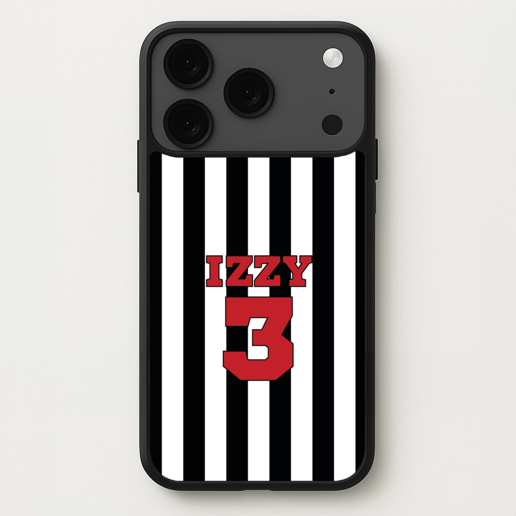 Black And White Stripes - Personalised Football Phone Case for iPhone 17 Pro