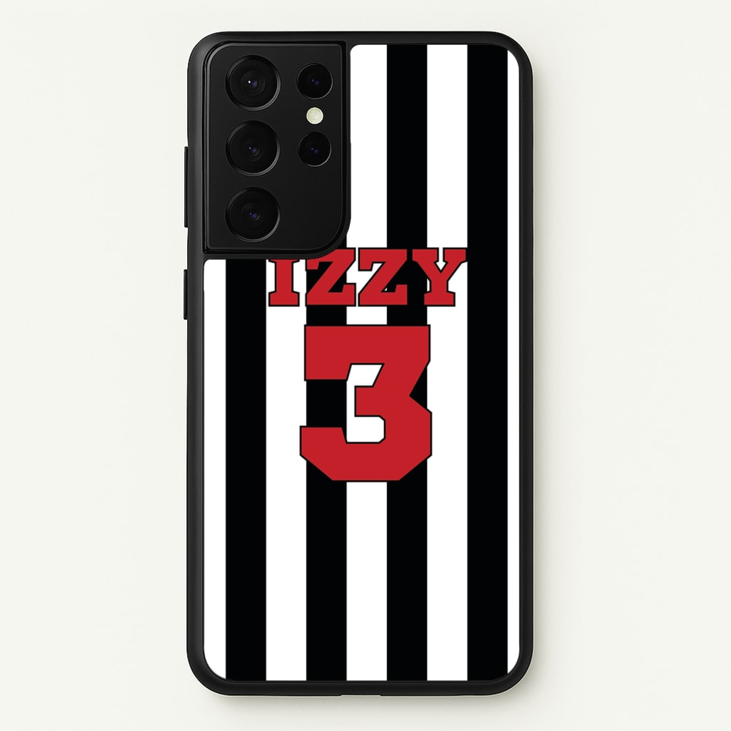 Black And White Stripes - Personalised Football - Football Phone Case for Galaxy S21 Ultra