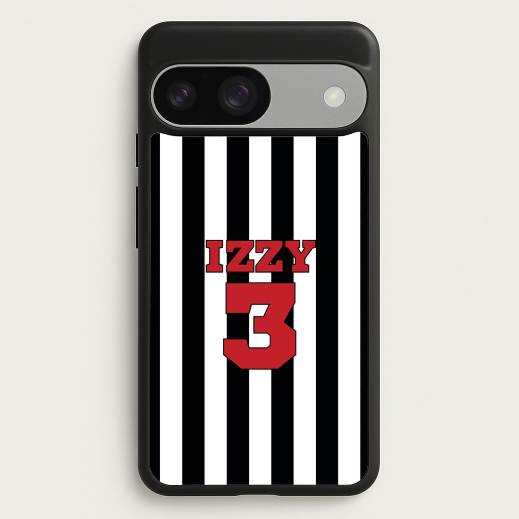 Black And White Stripes - Personalised Football - Football Phone Case for Google Pixel 9 / 9 Pro