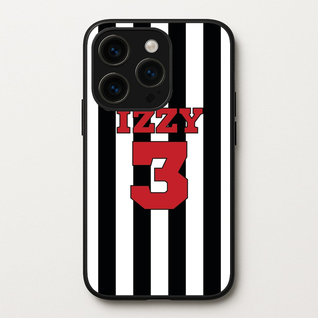 Black And White Stripes - Personalised Football - Football Phone Case for iPhone 15 Pro