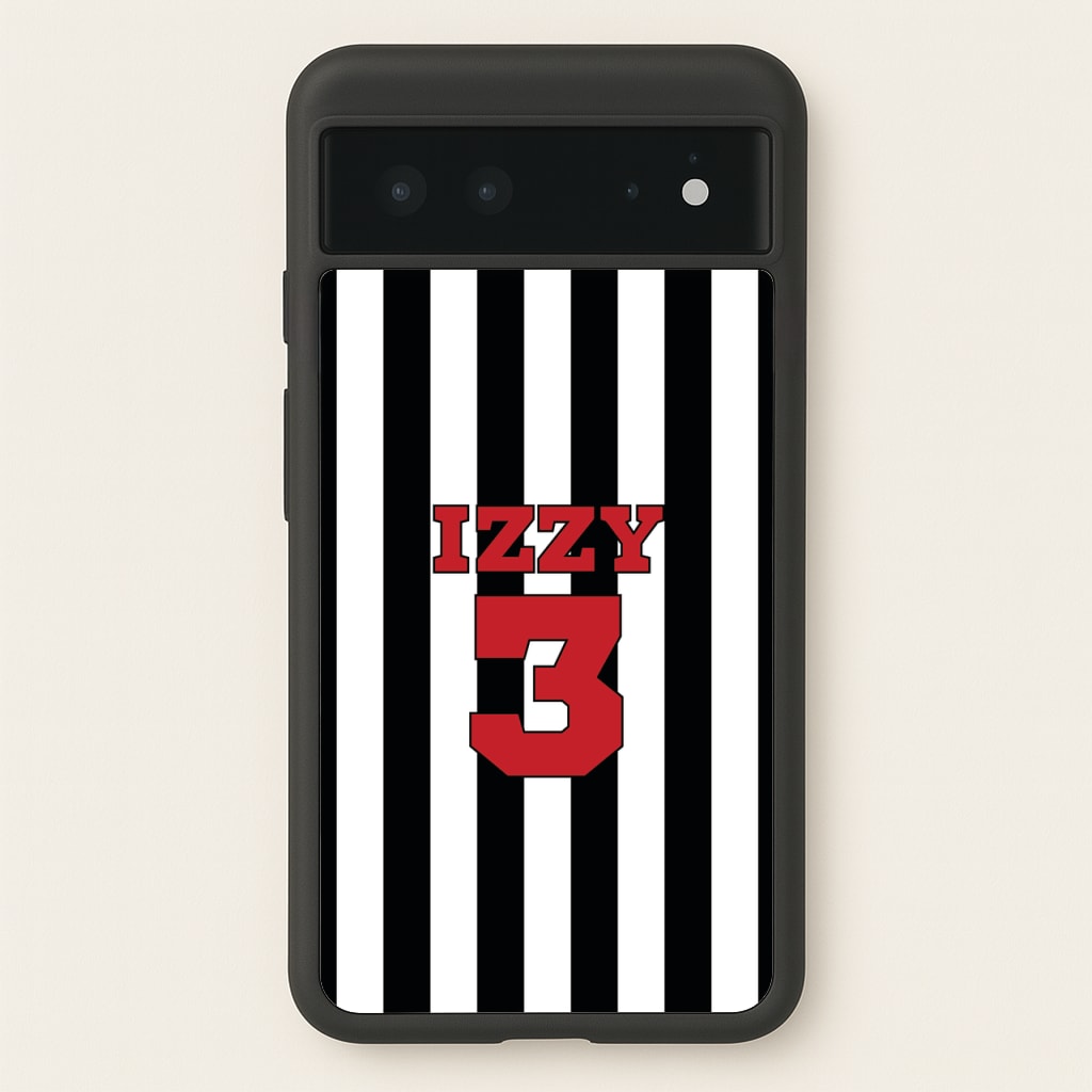 Black And White Stripes - Personalised Football - Football Phone Case for Google Pixel 6