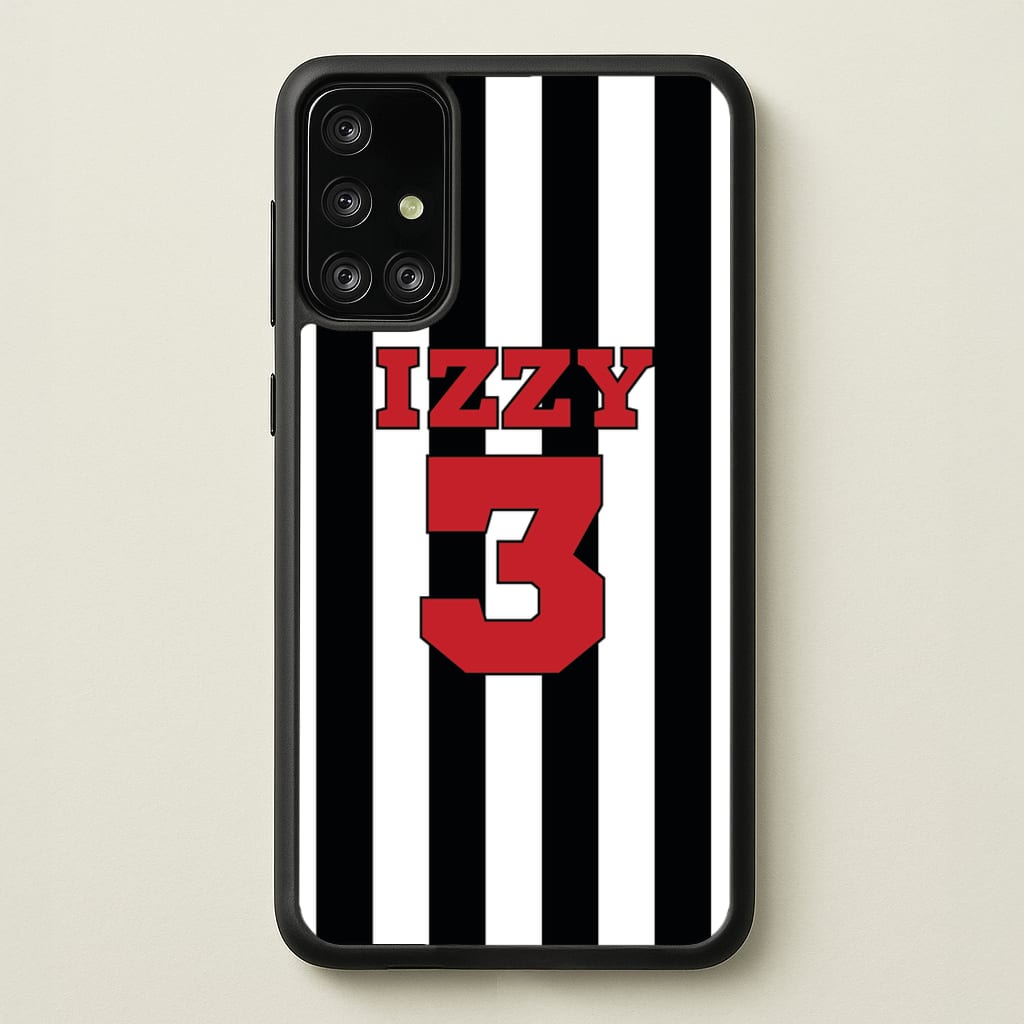 Black And White Stripes - Personalised Football - Football Phone Case for Galaxy A71