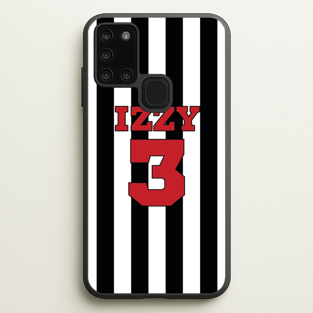 Black And White Stripes - Personalised Football - Football Phone Case for Galaxy A21s