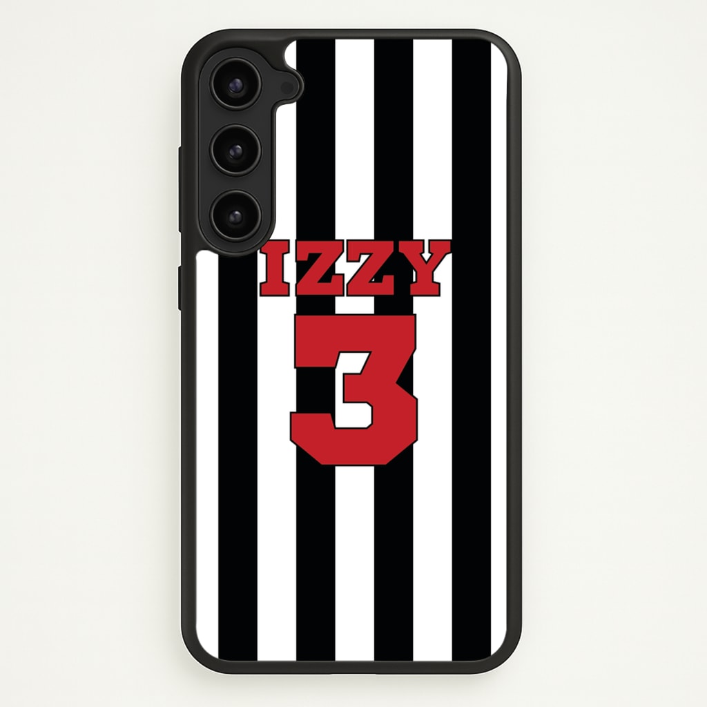 Black And White Stripes - Personalised Football - Football Phone Case for Galaxy S23