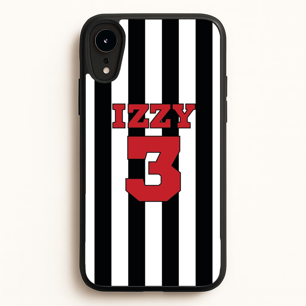 Black And White Stripes - Personalised Football - Football Phone Case for iPhone XR