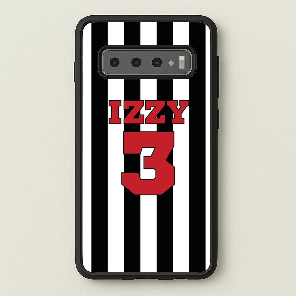 Black And White Stripes - Personalised Football - Football Phone Case for Galaxy S10 Plus