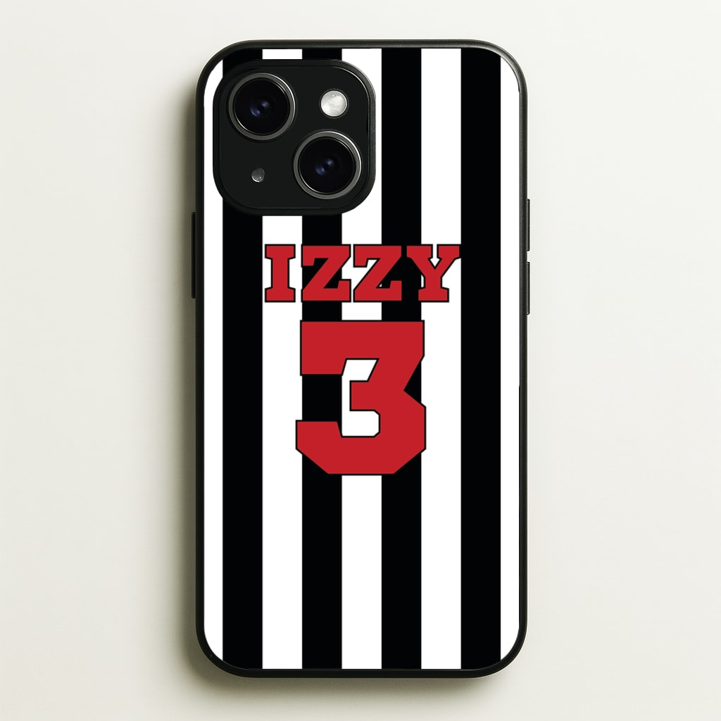 Black And White Stripes - Personalised Football - Football Phone Case for iPhone 15 Plus
