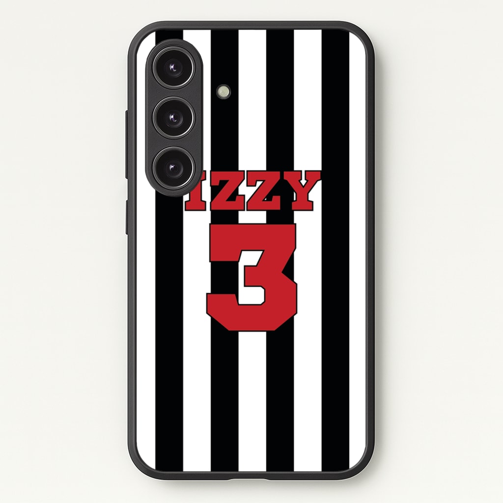 Black And White Stripes - Personalised Football - Football Phone Case for Galaxy S24
