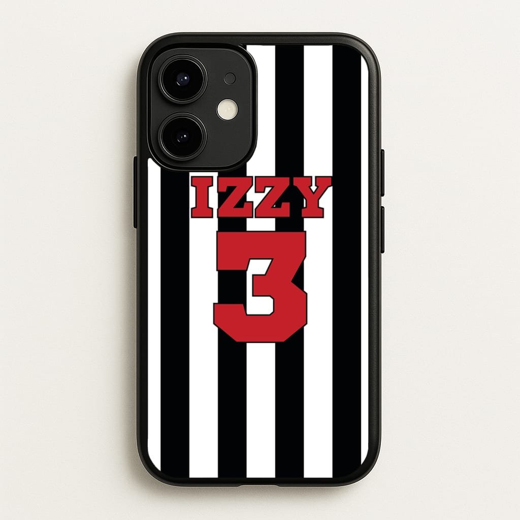 Black And White Stripes - Personalised Football - Football Phone Case for iPhone 12 Mini