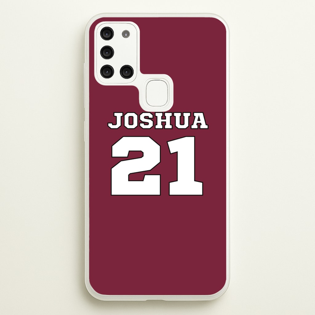 Burgundy - Personalised Football - Football Phone Case for Galaxy A21s