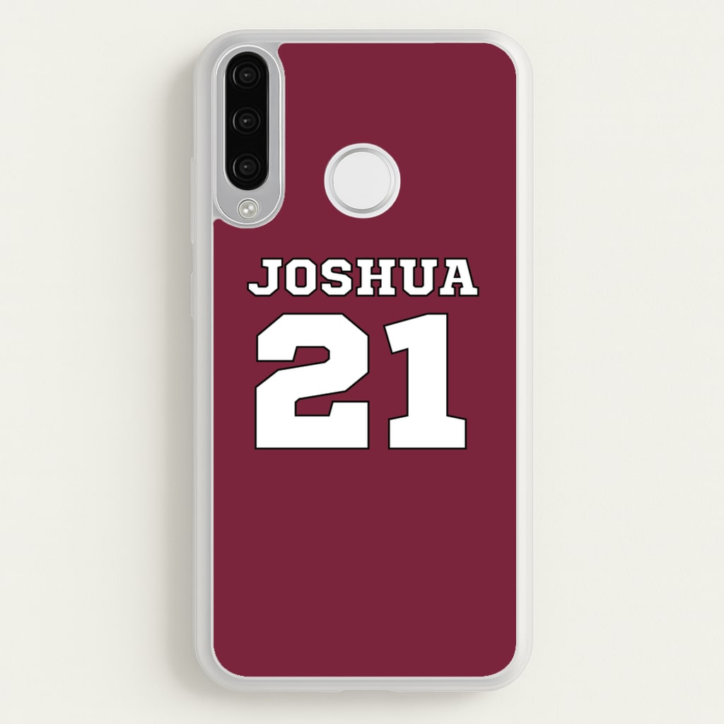 Burgundy - Personalised Football - Football Phone Case for Huawei P30 Lite