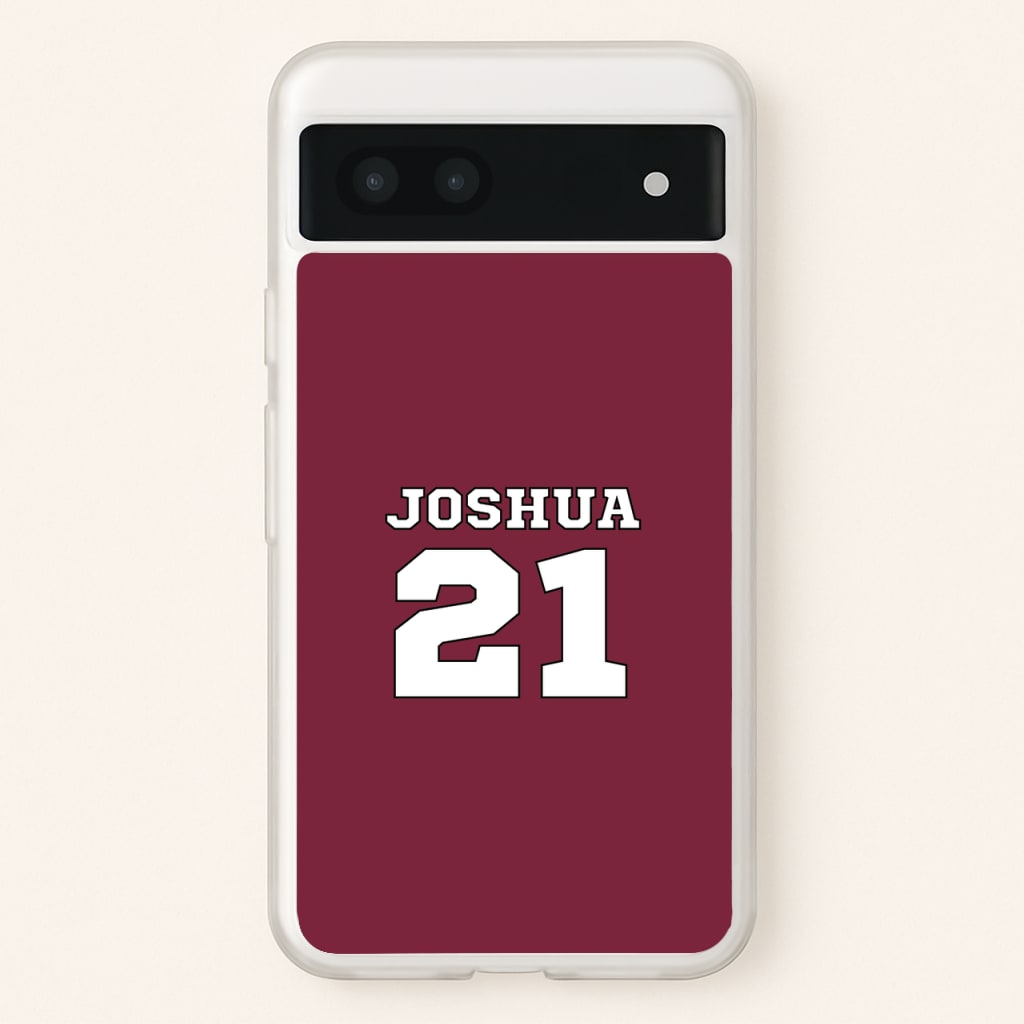 Burgundy - Personalised Football - Football Phone Case for Google Pixel 7a