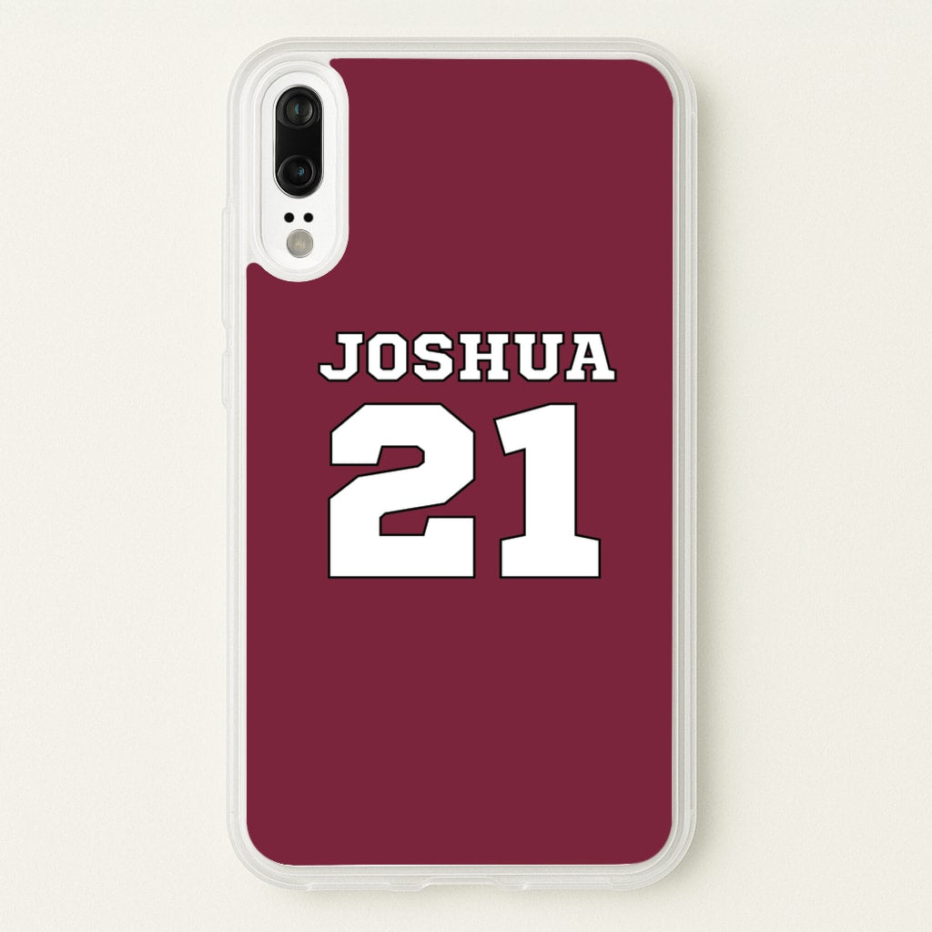 Burgundy - Personalised Football - Football Phone Case for Huawei P20