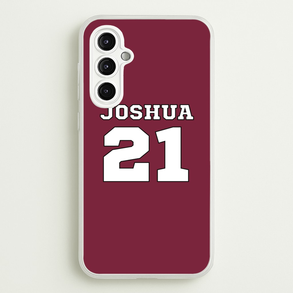 Burgundy - Personalised Football - Football Phone Case for Galaxy A14