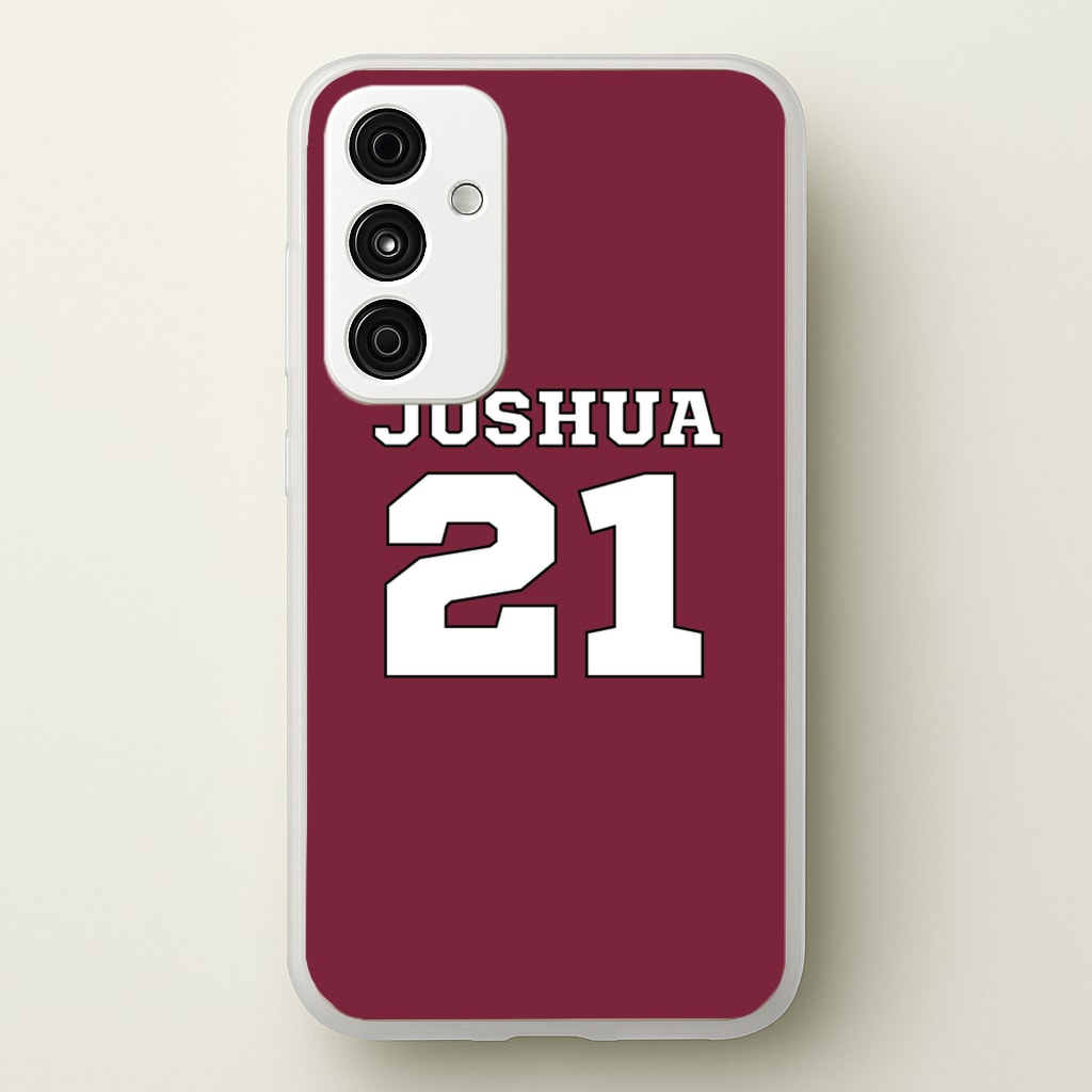 Burgundy - Personalised Football - Football Phone Case for Galaxy A55