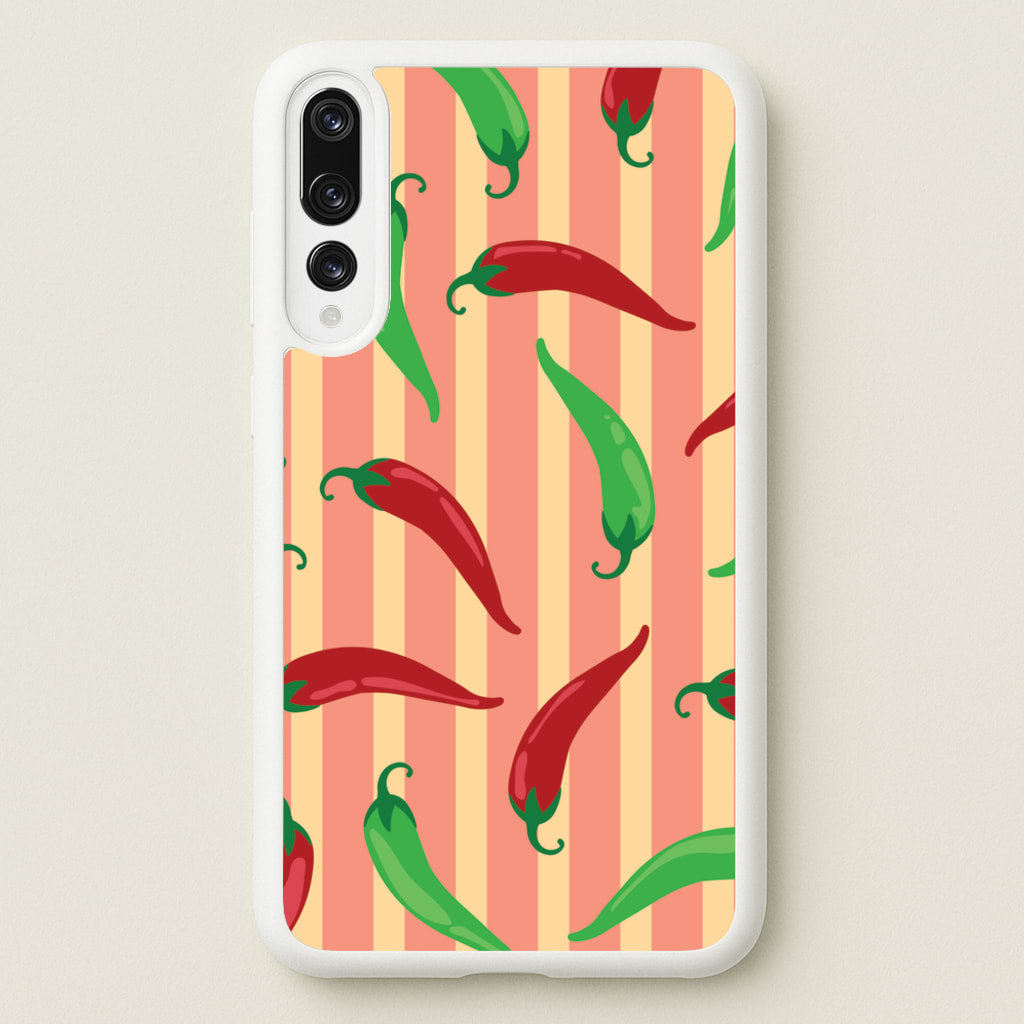 Chilis With Stripes Pattern - Food Patterns Phone Case for Huawei P20 Pro