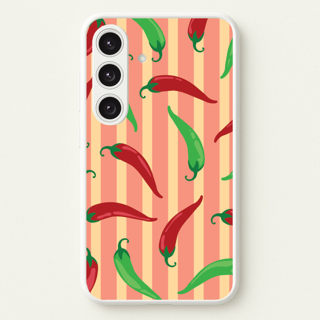 Chilis With Stripes Pattern - Food Patterns Phone Case for Galaxy S24