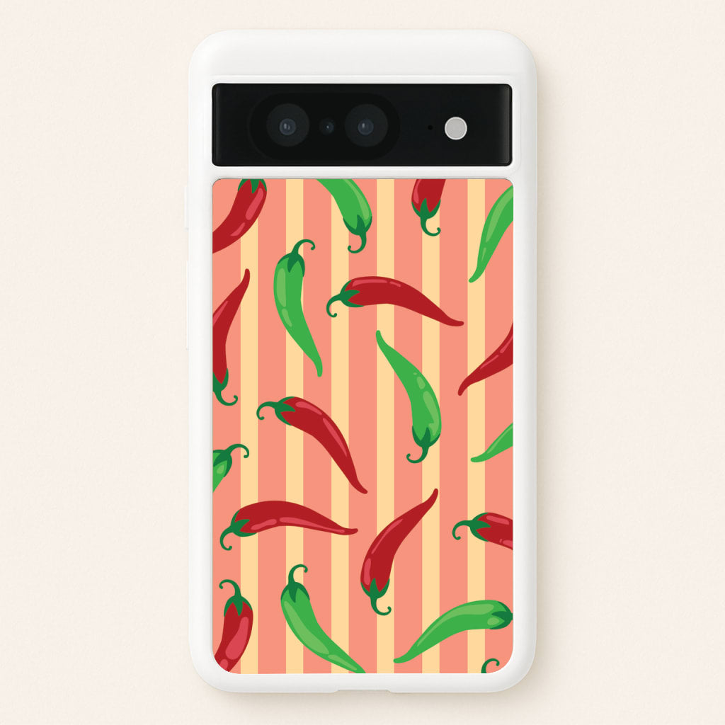 Chilis With Stripes Pattern - Food Patterns Phone Case for Google Pixel 8