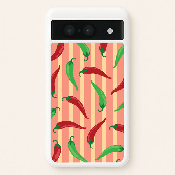 Chilis With Stripes Pattern - Food Patterns Phone Case for Google Pixel 8